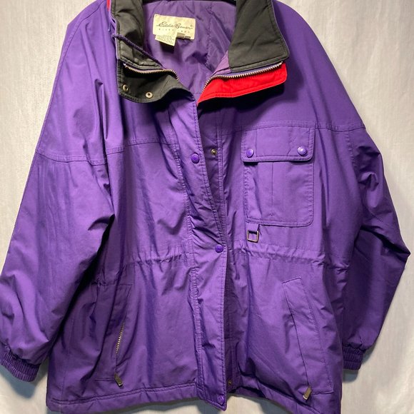 Manteau D'hiver Eddie Bauer Femme - Taille XL - Noir - Parka Matelassé à Capuche Fourrure - Très Bon état